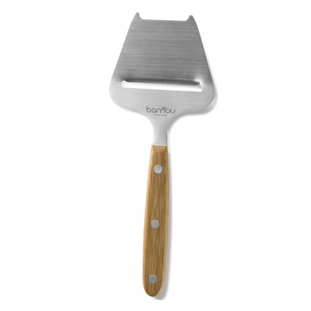 BAMBU Stainless Steel Cheese Plane Light Brown Bamboo Handle NWT